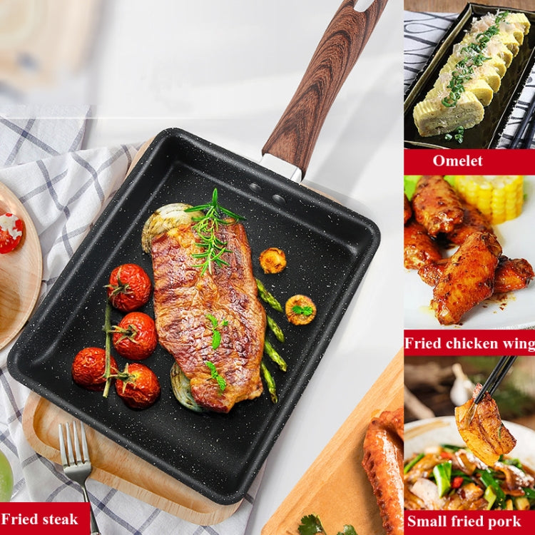 JBY-6658 Small Frying Pan Tamagoyaki Pan Maifanshi Non-Stick Frying Pan Square Omelette Pan,Size:, Small (Imitation Wood Grain Handle)