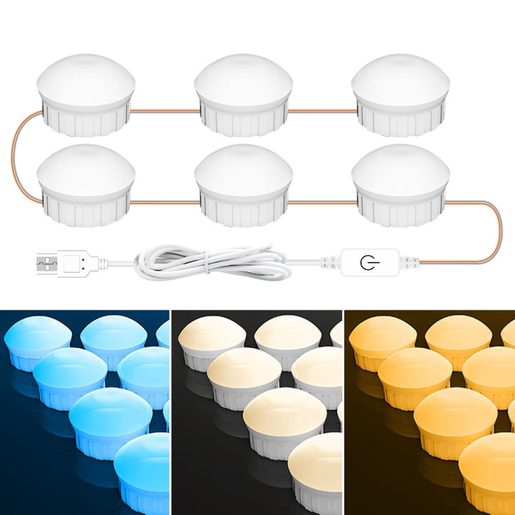 Cosmetic Room Bathroom Mirror Front Light USB Three-Color Dimming Light, 2 LEDs, 6 LEDs, 10 LEDs, 14 LEDs