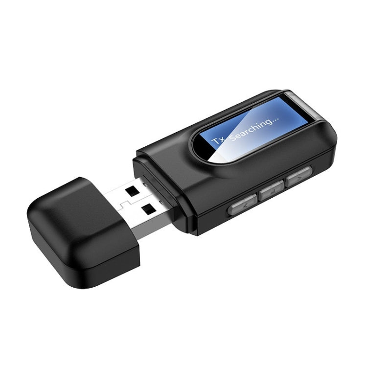 T11 2 In 1 USB Bluetooth 5.0 Transmitter And Receiver Audio Adapter With LCD Screen(Black), T11