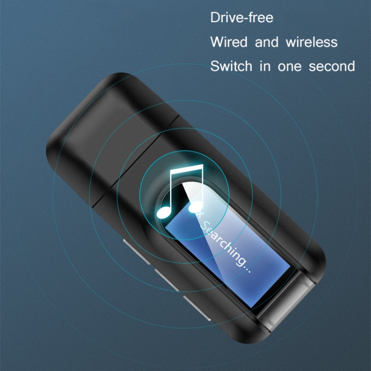 T11 2 In 1 USB Bluetooth 5.0 Transmitter And Receiver Audio Adapter With LCD Screen(Black), T11