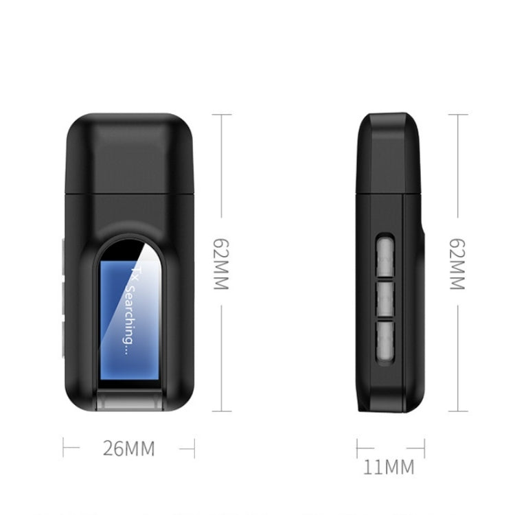 T11 2 In 1 USB Bluetooth 5.0 Transmitter And Receiver Audio Adapter With LCD Screen(Black), T11