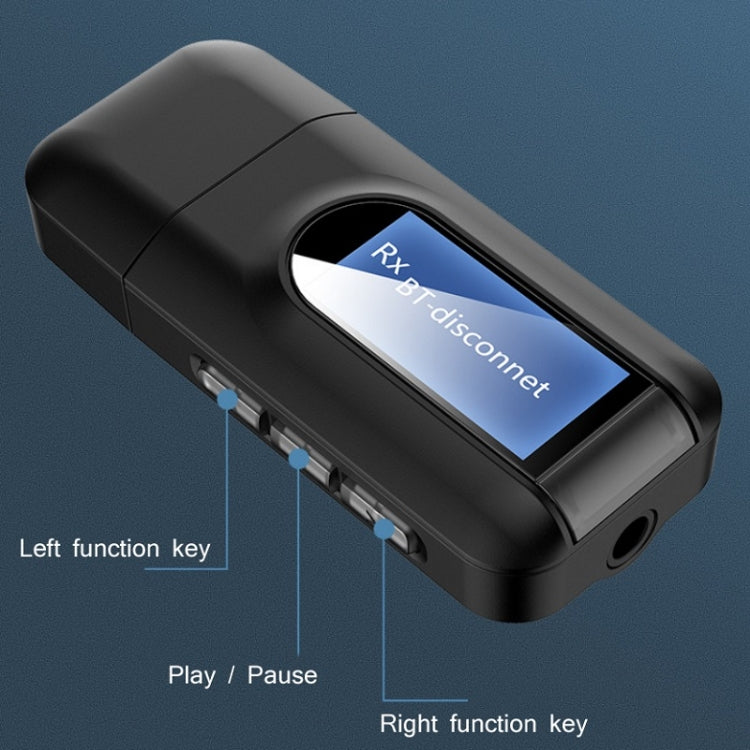 T11 2 In 1 USB Bluetooth 5.0 Transmitter And Receiver Audio Adapter With LCD Screen(Black), T11