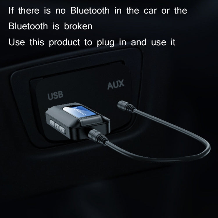 T11 2 In 1 USB Bluetooth 5.0 Transmitter And Receiver Audio Adapter With LCD Screen(Black), T11