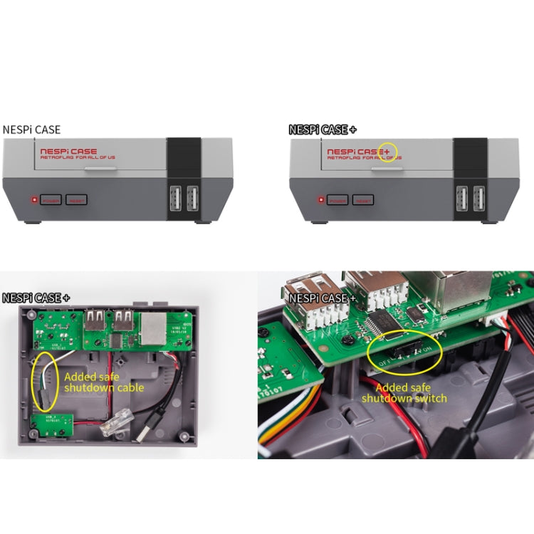 حافظة ريترو فلاج NESPi+، صندوق وحدة تحكم ألعاب مع مؤشر LED لجهاز Raspberry Pi، حافظة ريترو فلاج NESPi+