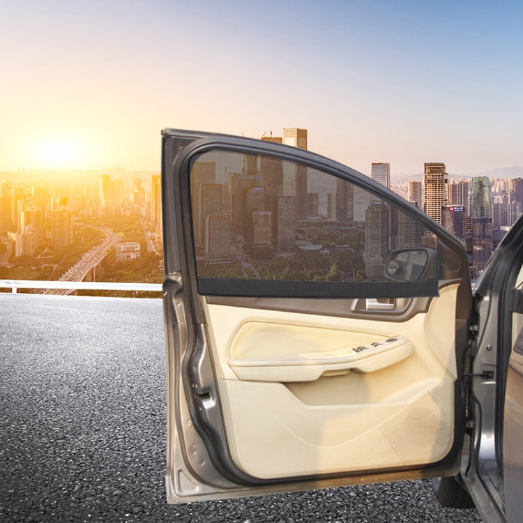 4 PCS Net Yarn Magnetic Suction Type Car Sunshade Curtain, Front Row Arc, Back Row Square, Thick Front Row Arc, Thick Back Row Square