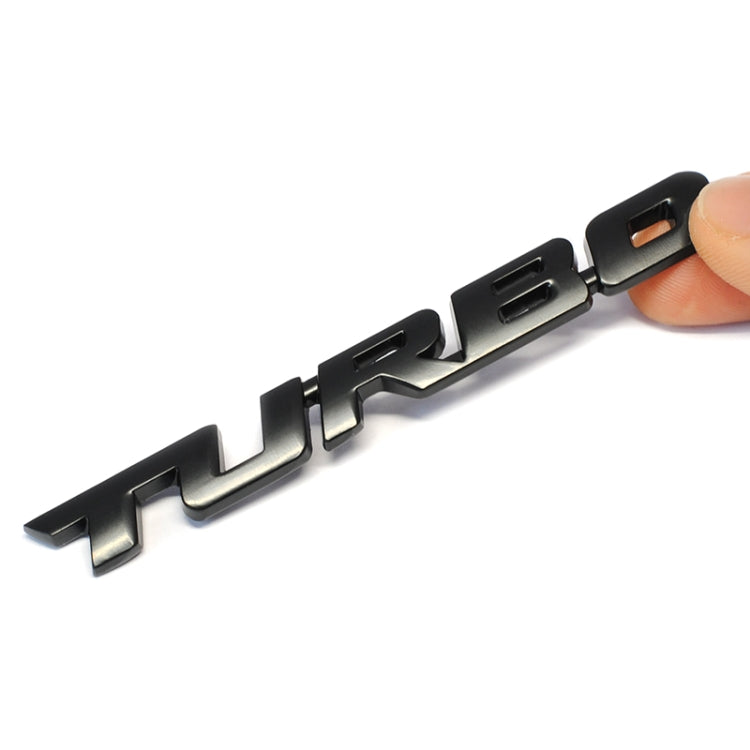 8 PCS Car Alloy Modified Turbocharged TURBO Metal Car Sticker Sports Body Sticker Car Tail Label Side Decoration Sticker, Large 12 X 1.4cm, Small 10 X 1cm