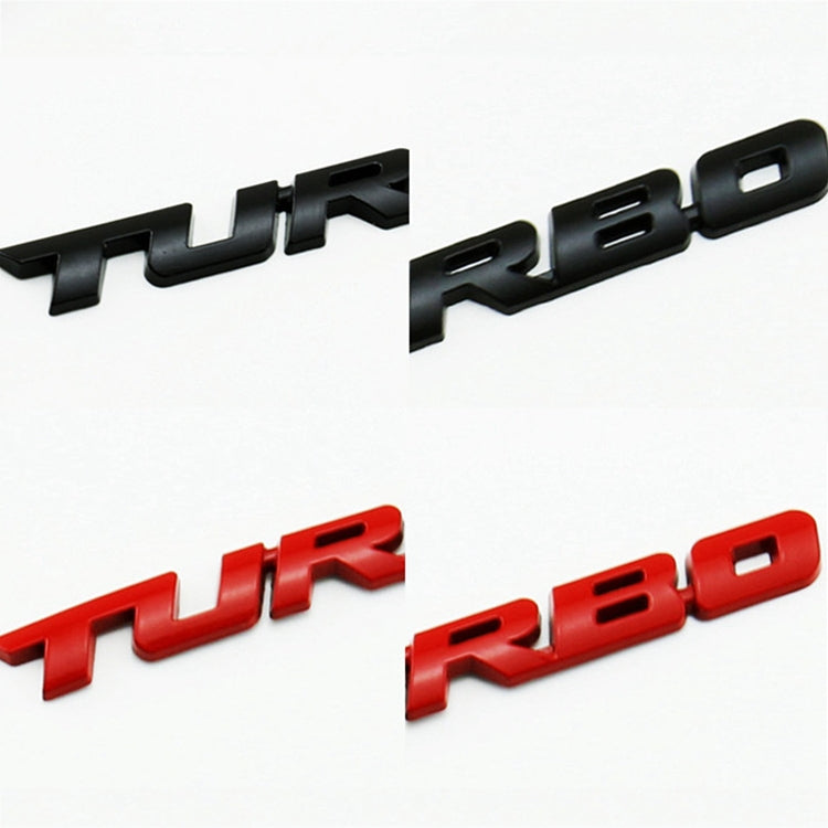 8 PCS Car Alloy Modified Turbocharged TURBO Metal Car Sticker Sports Body Sticker Car Tail Label Side Decoration Sticker, Large 12 X 1.4cm, Small 10 X 1cm