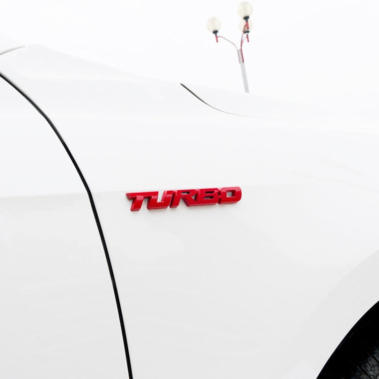 8 PCS Car Alloy Modified Turbocharged TURBO Metal Car Sticker Sports Body Sticker Car Tail Label Side Decoration Sticker, Large 12 X 1.4cm, Small 10 X 1cm
