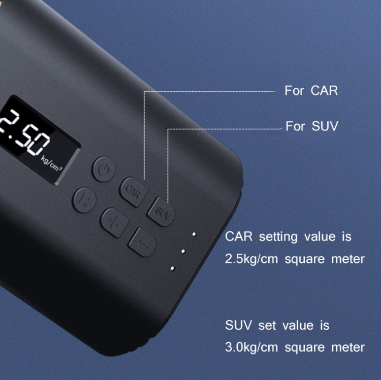 YANTU A31 Car Smart Digital Display Air Pump Electric Portable Tire Pump, Specification:, A31 Wired Version Black, A31 Wireless Version Black