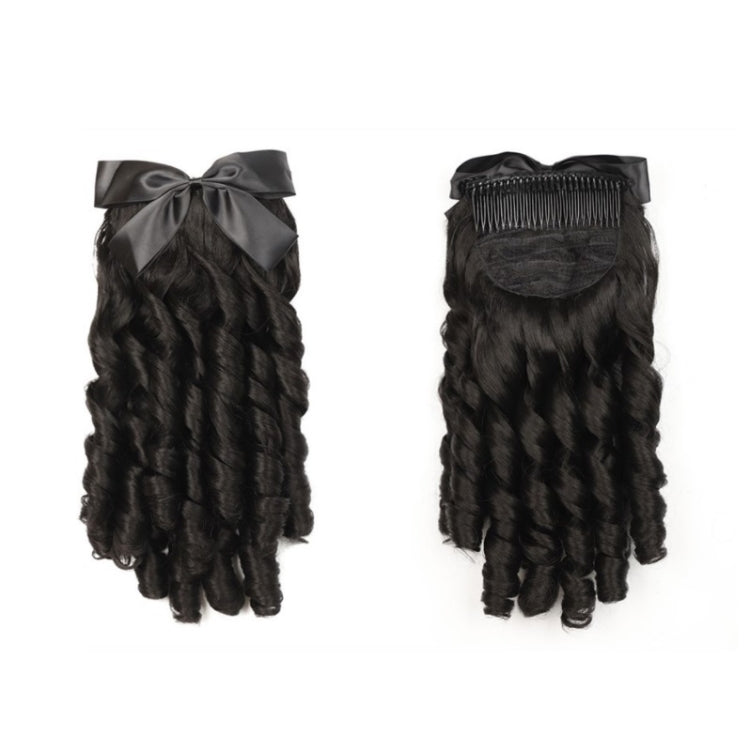 Princess Curly Ponytail Wig Costume Film And Television Retro Prom Comb Ponytail Curly Hair, Natural Black, Brownish Black, Light Brown, Dark Brown