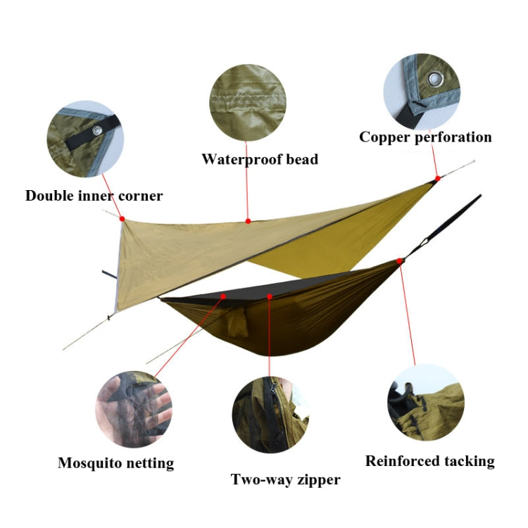 Outdoor Camping Sunshade + Anti-Mosquito Hammock Set Parachute Fabric Net Yarn Anti-Mosquito Hammock