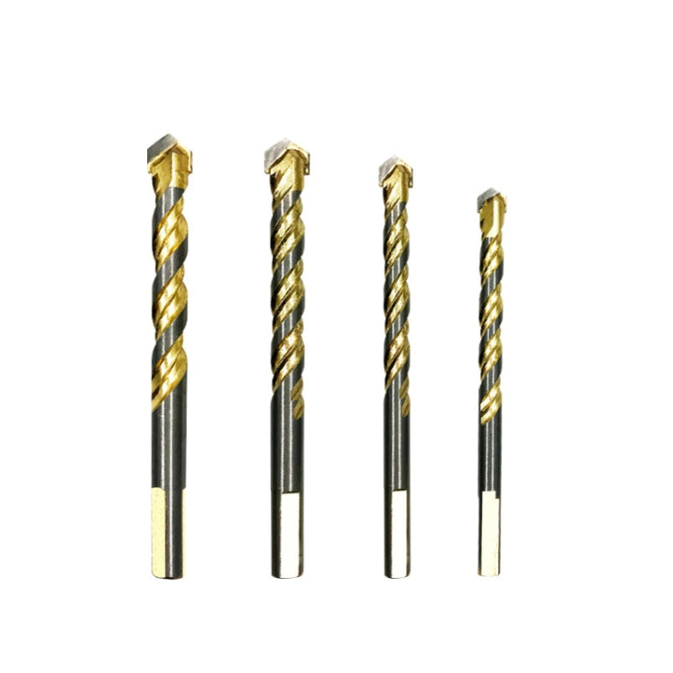 6mm Titanium-Plated King Drill Porcelain Brick Glass Brick Drill Punched Twist Triangle Drill, 6mm, 8mm, 10mm, 12mm, 6mm+8mm+10mm+12mm, 6mm+6mm+8mm+10mm+12mm