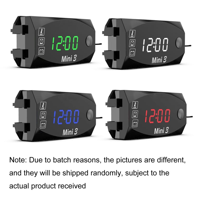Voltage Clock And Temperature 3 In 1 LED Electronic Meter Large-Screen Digital Display Waterproof And Dustproof Voltmeter, 3 In 1 LED White Light, 3 In 1 LED Green Light, 3 In 1 LED Blue Light, 3 In 1 LED Red Light