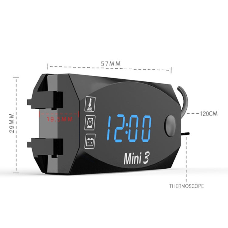 Voltage Clock And Temperature 3 In 1 LED Electronic Meter Large-Screen Digital Display Waterproof And Dustproof Voltmeter, 3 In 1 LED White Light, 3 In 1 LED Green Light, 3 In 1 LED Blue Light, 3 In 1 LED Red Light
