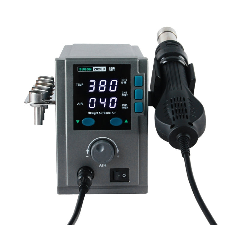 SUGON Hot Air Rework Station LED Display Temperature Adjustable Soldering Station With 5 Nozzles, EU Plug, 2020D