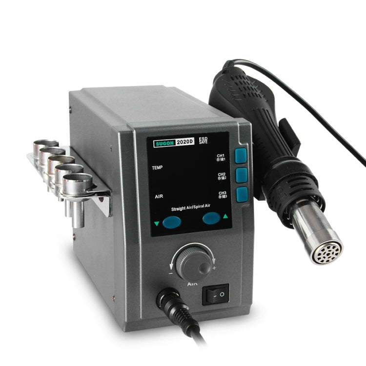 SUGON Hot Air Rework Station LED Display Temperature Adjustable Soldering Station With 5 Nozzles, EU Plug, 2020D