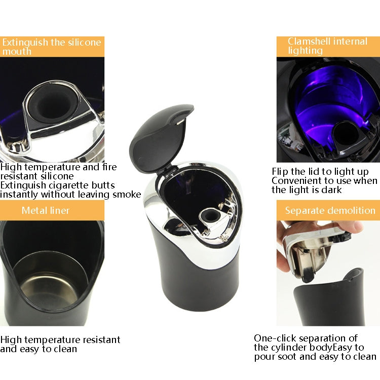 N10 Mini Car Loaded Ashtray With Lamp And Cover Car Supplies, Mini Car Loaded Ashtray
