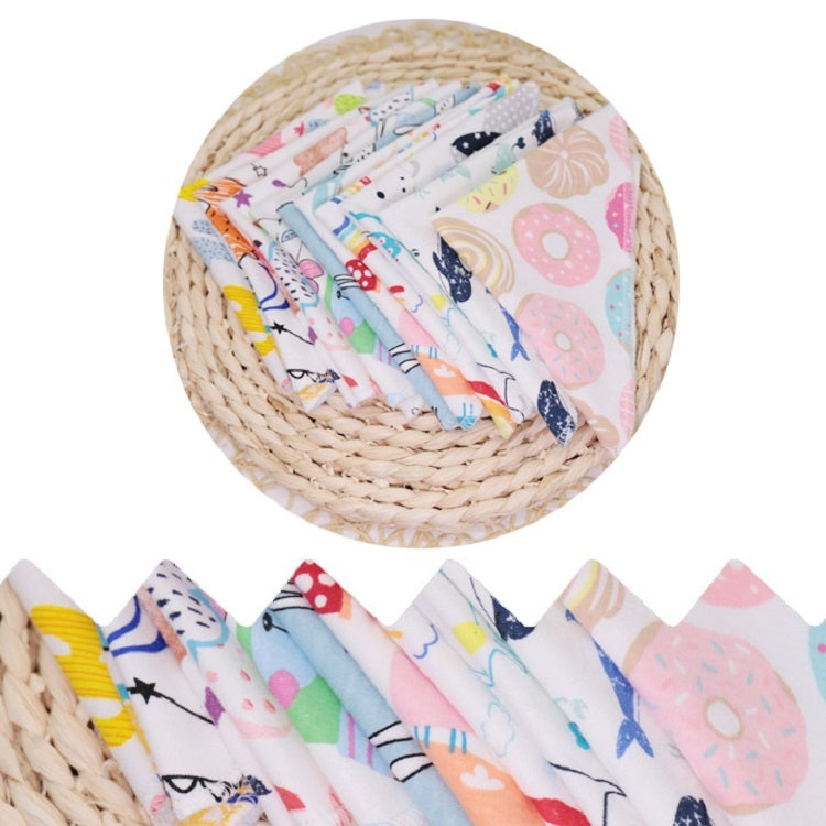 10 PCS Baby Cotton Saliva Handkerchief Cartoon Small Square Face Towel Color Random Delivery, Cartoon Face Towel