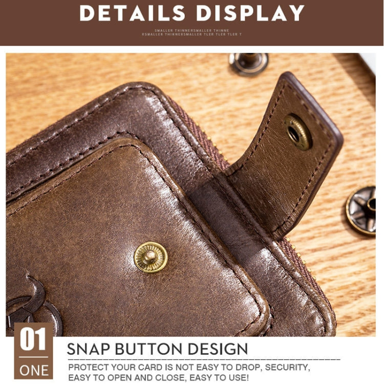 BUFF CAPTAIN 231 First Layer Cowhide Zipper Wallet Horizontal Leather Multiple-Card Thicken Album Wallet