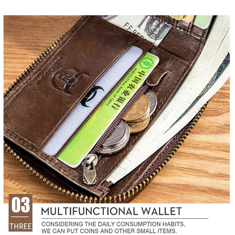 BUFF CAPTAIN 231 First Layer Cowhide Zipper Wallet Horizontal Leather Multiple-Card Thicken Album Wallet