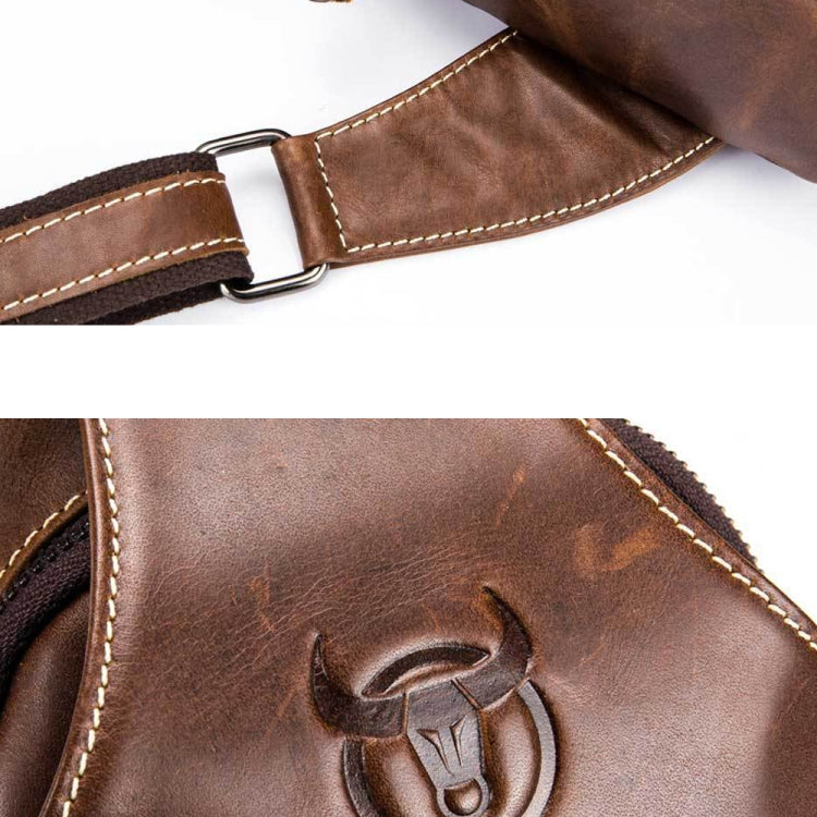 BULL CAPTAIN 019 Retro Men Leather Crossbody Shoulder Bag First-Layer Cowhide Chest Bag, Colour: Black + Buckle, Chestnut Brown, Yellow Brown, Gray Brown, Pure Black, Chestnut Brown + Buckle + Bracket, Black + Buckle + Bracket, Yellow + Buckle + Bracke...