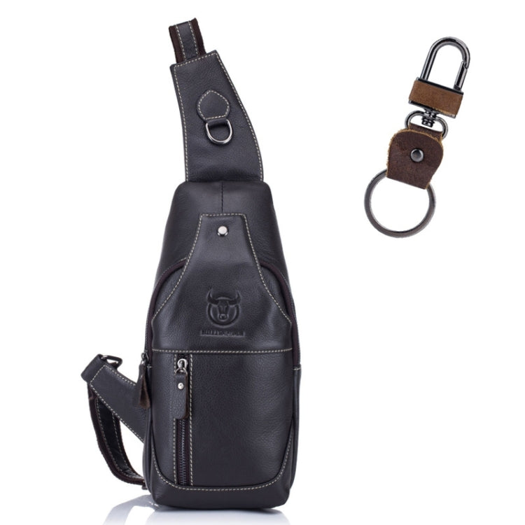 BULL CAPTAIN 019 Retro Men Leather Crossbody Shoulder Bag First-Layer Cowhide Chest Bag, Colour: Black + Buckle, Chestnut Brown, Yellow Brown, Gray Brown, Pure Black, Chestnut Brown + Buckle + Bracket, Black + Buckle + Bracket, Yellow + Buckle + Bracke...