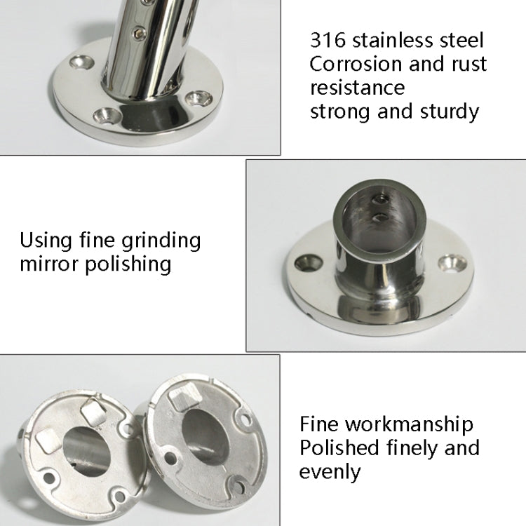 60 Degree Round Pipe Seat 316 Stainless Steel Corrosion-Resistant Marine Tube Seat, 22mm 7/8 inch, 25mm 1 inch