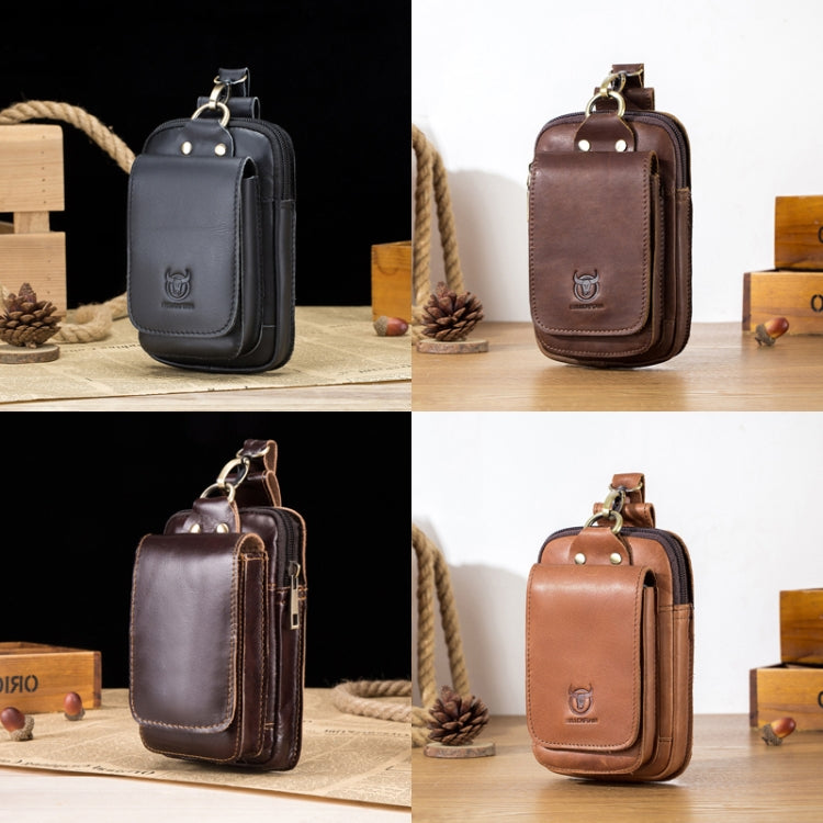 BULL CAPTAIN 028 Multi-Function Cattle Leather Waist Bag Magnetic Buckle Mobile Phone Belt Bag, Black, Coffee, Coffee No Logo, Yellow Brown