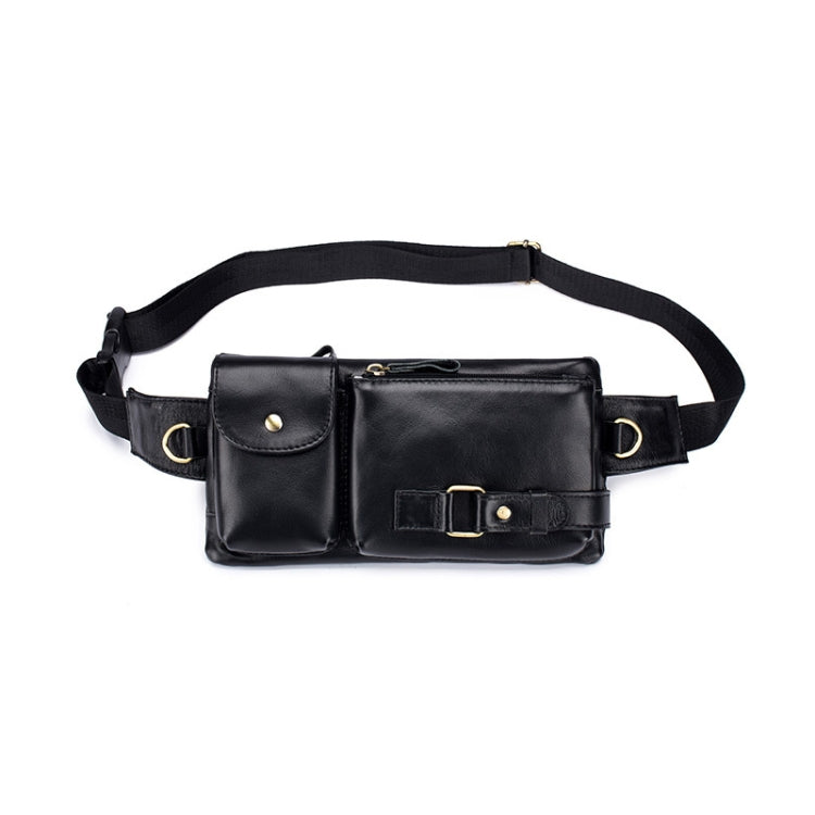 BULL CAPTAIN 020 Men Small Mobile Phone Waist Bag Crossbody Multi-Function Chest Bag, Black, Brown
