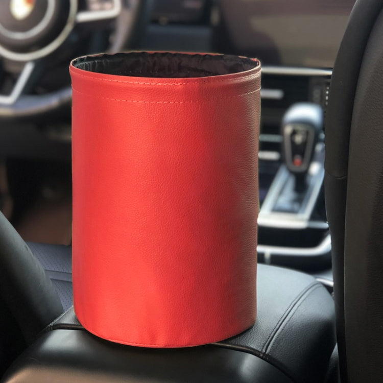 2 PCS Leather Foldable Car Trash Can Mini Chair Back Suspended Waterproof Trash Can, Black, Wine Red, Beige, Gray