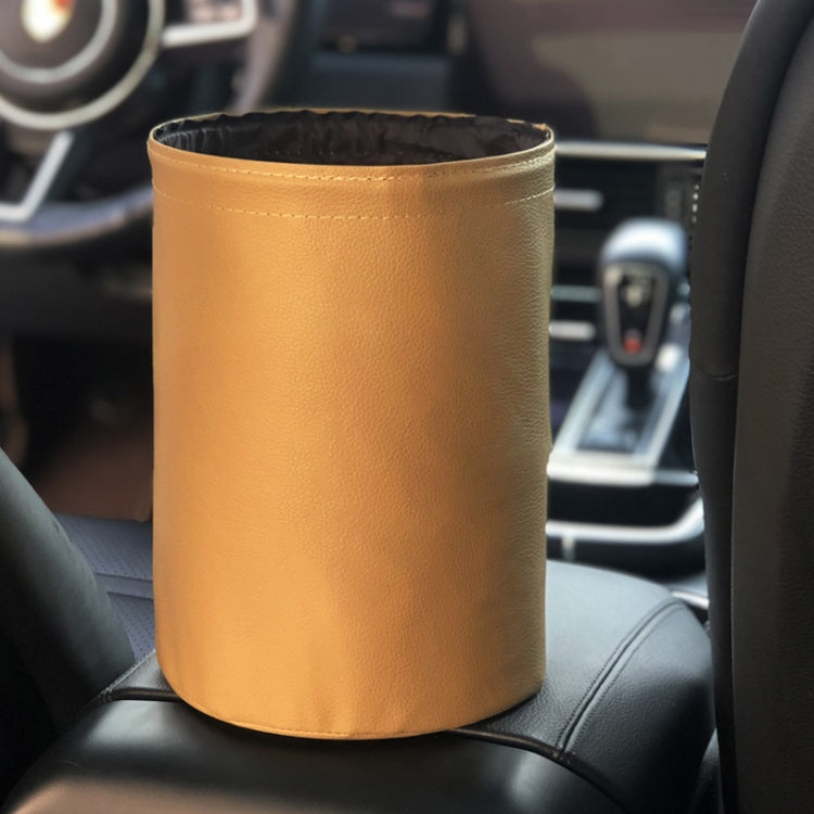 2 PCS Leather Foldable Car Trash Can Mini Chair Back Suspended Waterproof Trash Can, Black, Wine Red, Beige, Gray