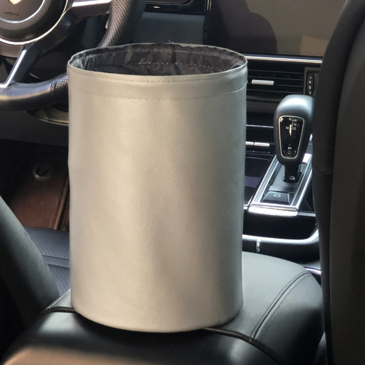 2 PCS Leather Foldable Car Trash Can Mini Chair Back Suspended Waterproof Trash Can, Black, Wine Red, Beige, Gray
