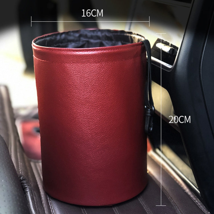 2 PCS Leather Foldable Car Trash Can Mini Chair Back Suspended Waterproof Trash Can, Black, Wine Red, Beige, Gray