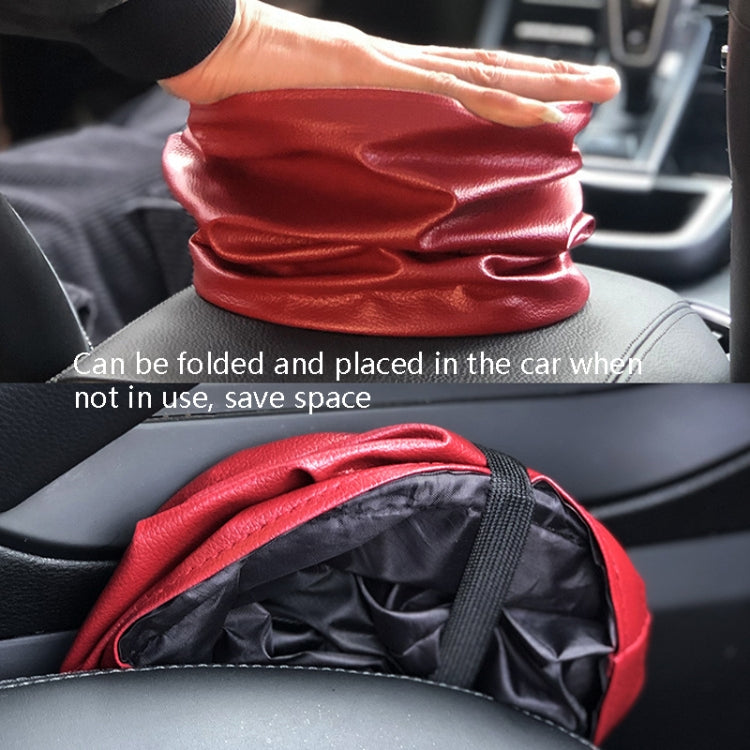 2 PCS Leather Foldable Car Trash Can Mini Chair Back Suspended Waterproof Trash Can, Black, Wine Red, Beige, Gray