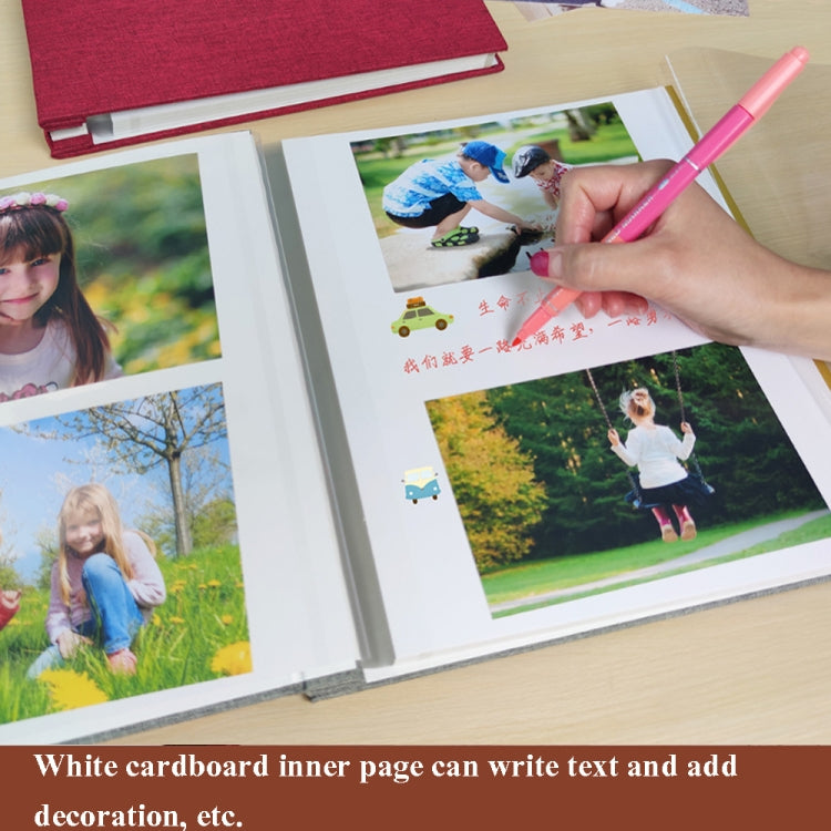 10 Inch 20 Pages/40P Cloth Photo Album Self-Adhesive DIY Laminated Photo Album, Red, Green, Ginger Yellow, Gray
