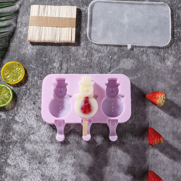 Cute Cartoon Silicone Ice Cream Popsicle Mold with Lid & Stick, Love, Snowman, Wavy