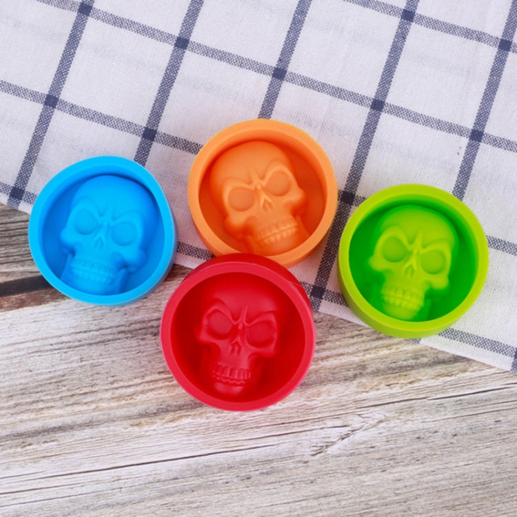 Kitchen Ice Box Food Grade Silicone Skull Ice Lattice Creative Whiskey Ice Ball Ice Mould, Cat Paw Shape(Red), Skull Shape(Blue), Skull ShapeGreen), Skull Shape(Orange)