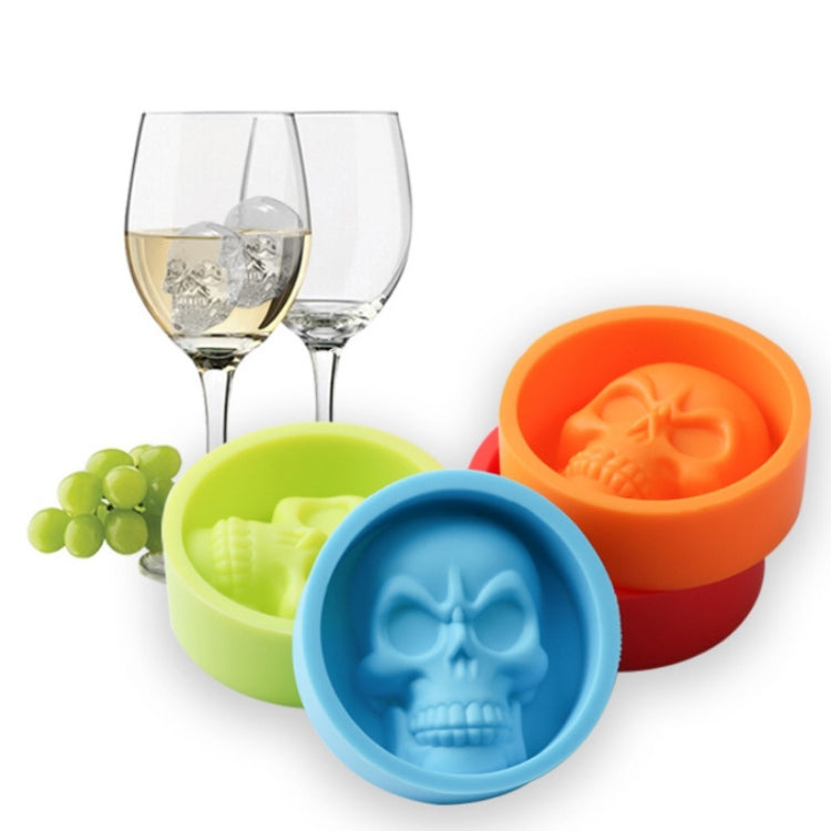Kitchen Ice Box Food Grade Silicone Skull Ice Lattice Creative Whiskey Ice Ball Ice Mould, Cat Paw Shape(Red), Skull Shape(Blue), Skull ShapeGreen), Skull Shape(Orange)