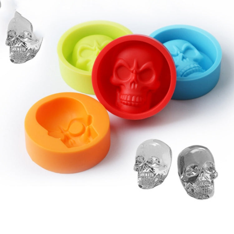 Kitchen Ice Box Food Grade Silicone Skull Ice Lattice Creative Whiskey Ice Ball Ice Mould, Cat Paw Shape(Red), Skull Shape(Blue), Skull ShapeGreen), Skull Shape(Orange)