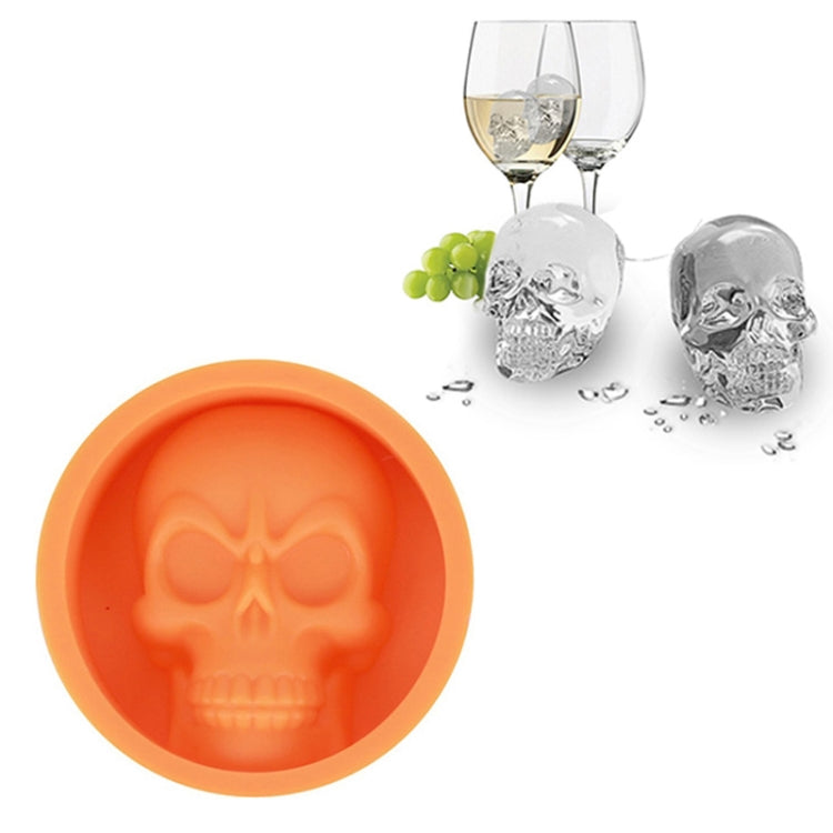 Kitchen Ice Box Food Grade Silicone Skull Ice Lattice Creative Whiskey Ice Ball Ice Mould, Cat Paw Shape(Red), Skull Shape(Blue), Skull ShapeGreen), Skull Shape(Orange)
