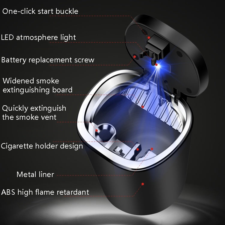 2 PCS Car Ashtray With Cover Hanging Invisible With LED Light Car Ashtray, 2 PCS Car Ashtray