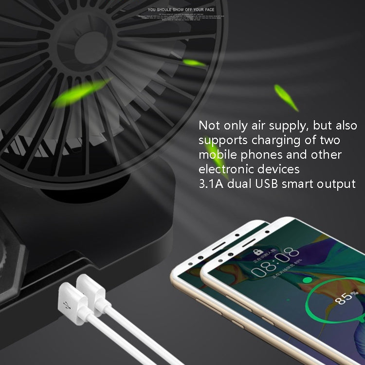 F558 With USB Mobile Phone Charging Car Fan 12/24V Car Truck Double Shaking Head Fan, Double Head 12V, Double Head 24V
