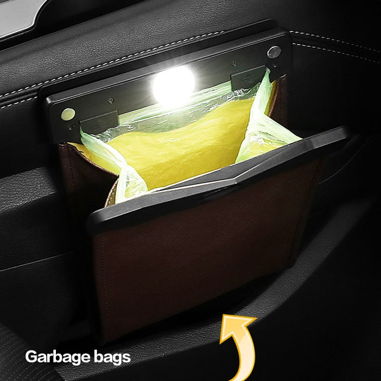 Car Trash Can Storage Bag Hanging Paste With LED Light Garbage Bag, Paste Black, Paste Brown, Paste Beige, Paste Red