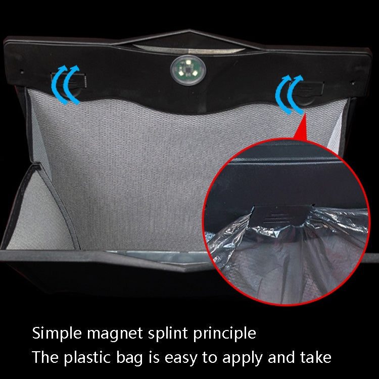 Car Trash Can Car Chair Back Hanging Storage Box Hidden Folding Storage Bag With LED Light, Black, Mocha Brown, Beige, Red