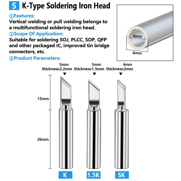 Soldering Tips 936 Soldering Station Pure Copper Soldering Iron Tips Lead-Free Soldering Iron Tips, 17 PCS / Set