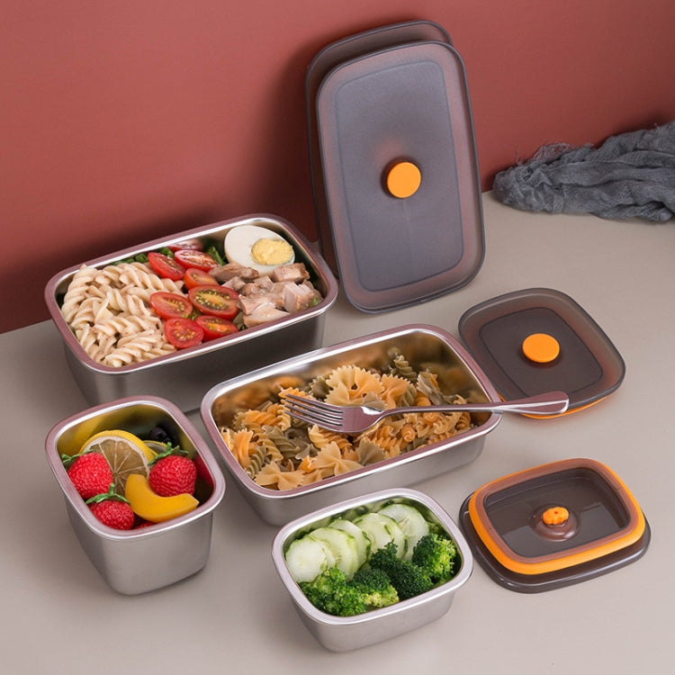 Refrigerator Fruit Fresh-Keeping Box 304 Stainless Steel Sealed Lunch Box, 250ml, 450ml, 600ml, 1000ml