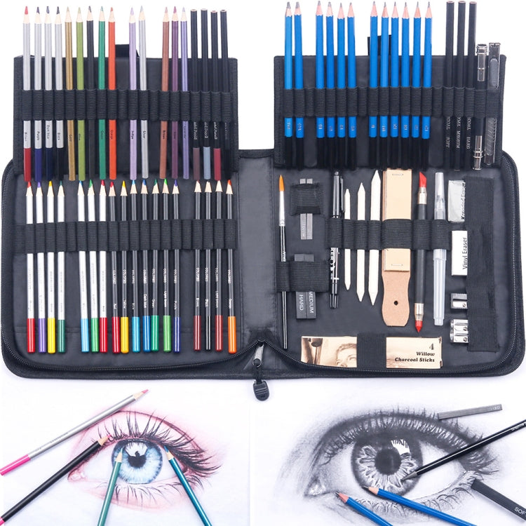 KALOLR YW-PC083 أداة رسم محمولة 83 في 1، مجموعة رسم تخطيطي متعددة الألوان قابلة للذوبان في الماء، YW-PC083