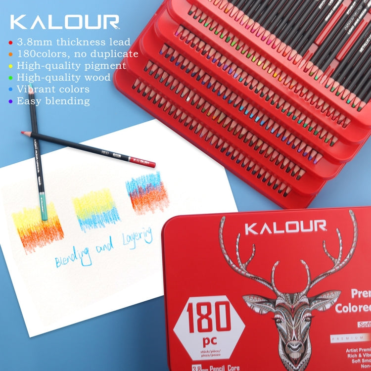 مجموعة أقلام الرصاص الملونة من KALOUR، 180 لونًا، أدوات الرسم الفني، 180 لونًا للرسم الفني