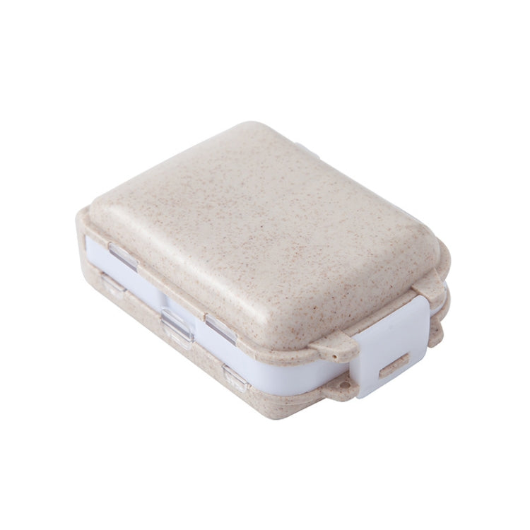 6 PCS C1617 Portable Dispensing Sealed Pill Box Wheat Straw Large-capacity Storage Box