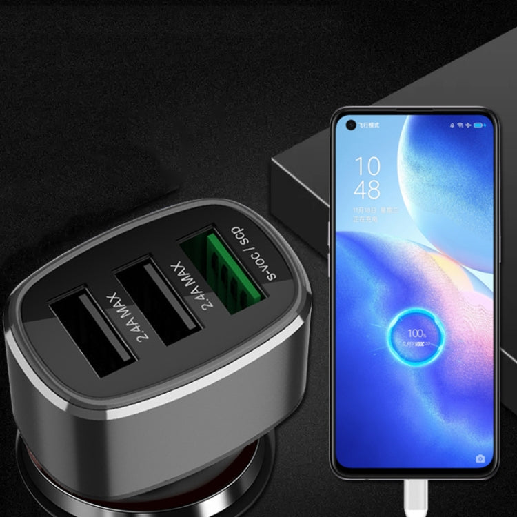 شاحن سيارة سريع بثلاثة منافذ USB لهواتف هواوي/أوبو/فيفو/ون بلس وأجهزة الشحن السريع الأخرى، GT680 أسود، GT680 رمادي، GT780 أسود، GT780 رمادي